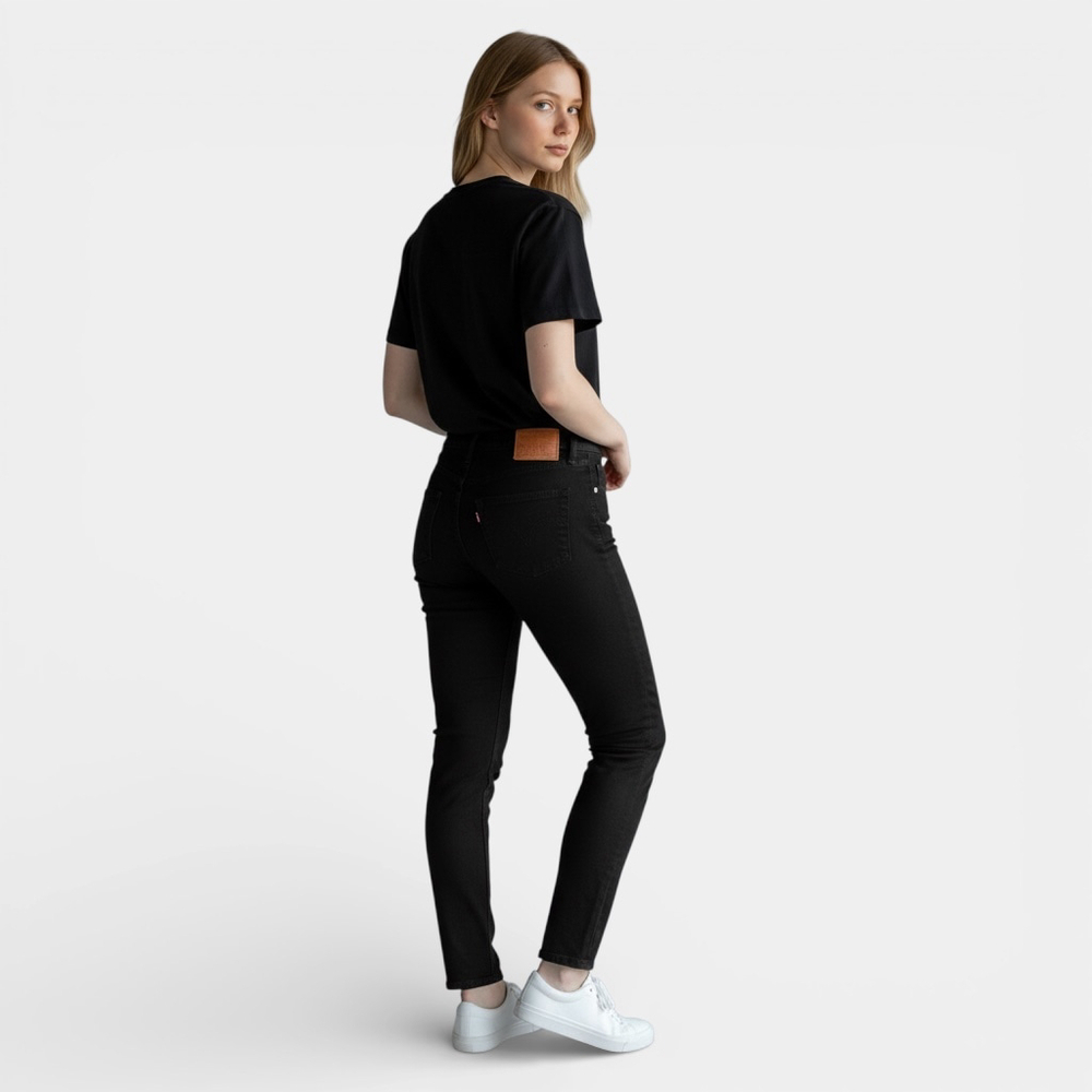 LEVI'S Jegging Black Denim Jeans, Mid-rise Skinny Streetwear, Sz 26